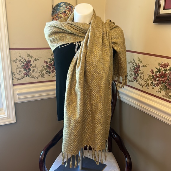 NWT J Jill Pure Jill wool-blend scarf, wrap, shawl, in yellow, tan and gray - Picture 3 of 10